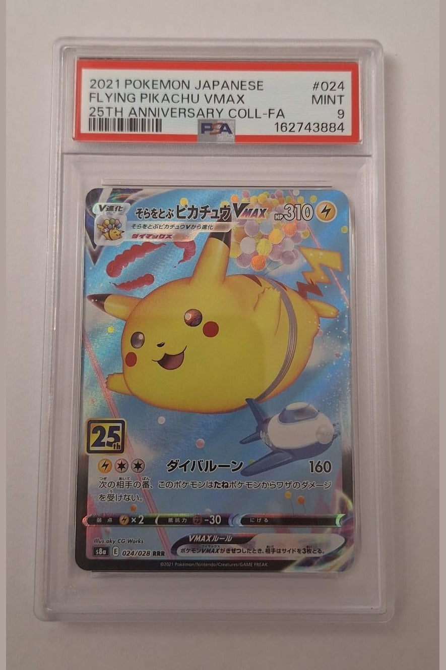 Cartonas PSA 9 Mint Flying Pikachu VMAX 024/028, certificat 162743884, fata: poza exemplarului real